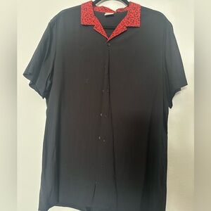 ASOS Black Shirt with Red Patterned Collar